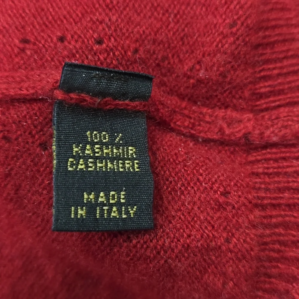 Loro piana sz 40 red polo cashmere short sleeve sweater w flaw